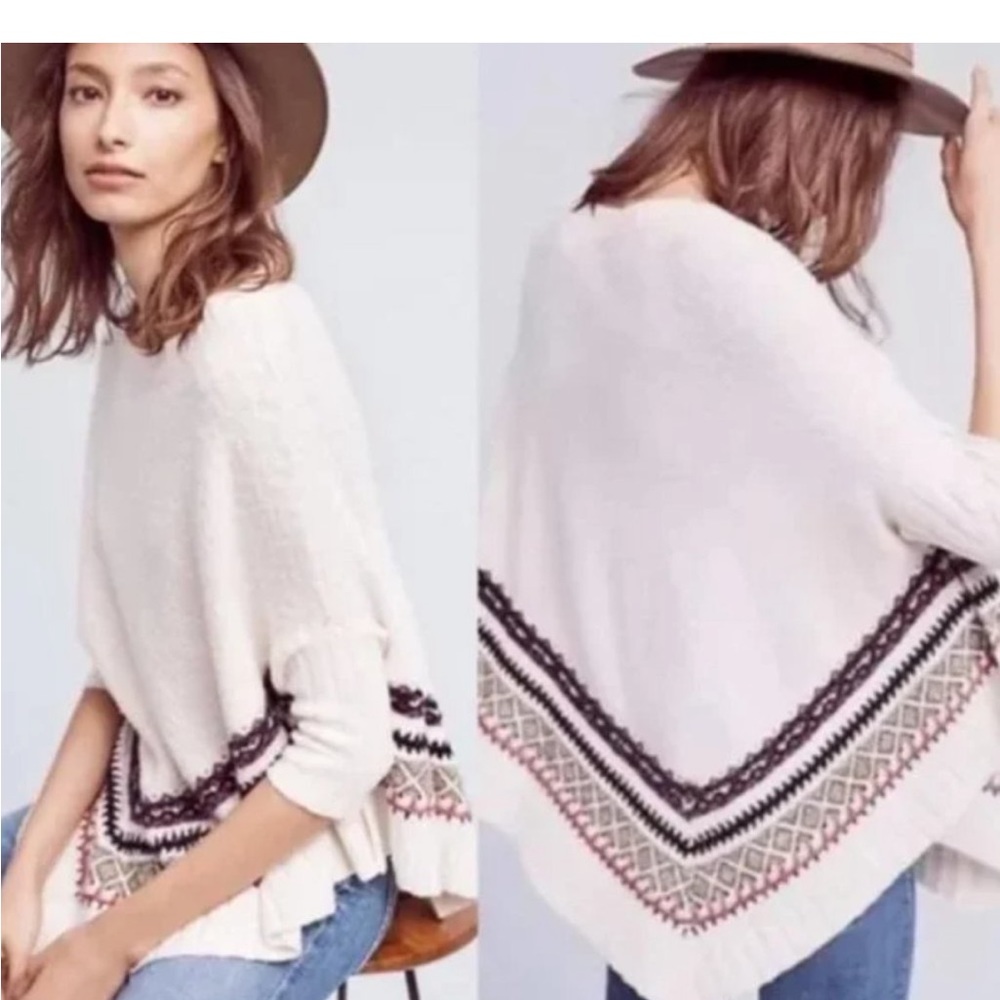 Anthropologie Sleeping on Snow Woodland Stroll Sweater Poncho